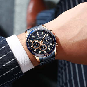 Montres à quartz pour hommes REWARD 81009M, montres de luxe pour affaires et occasions décontractées, bracelet en acier inoxydable, chronographe, montres étanches - Product Image 5