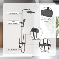 Robinet mural en laiton gris pistolet, ensemble de douche, robinets de salle de bain, kits en laiton, pluie, mitigeur, ensemble douche souple