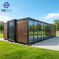 Casa Contenedor Moderna HESHi, Oficina Rectangular Prefabricada, Estructura de Paneles de Madera, Diseño de Pared de Vidrio