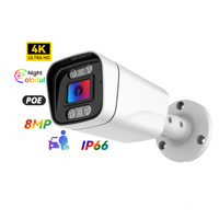 Cámara de Seguridad IP POE Compatible con HIK, 8MP 4K, Carcasa Metálica, Exterior, Impermeable, Visión Nocturna a Todo Color