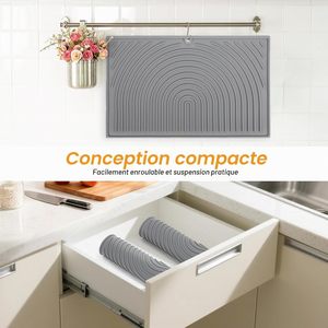 Tapis de séchage pliable en silicone personnalisé pour évier de cuisine, support à vaisselle avec utilisation sur table - Product Image 3