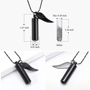 Liontin Kalung Wadah Abu Kremasi Baja Anti Karat Model Sayap Malaikat & Silinder Eternity - Product Image 6