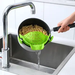 Saringan silikon dapur tahan panas untuk Spaghetti Pasta Ground sapi Grease Clip-on saringan cocok untuk semua mangkuk pot