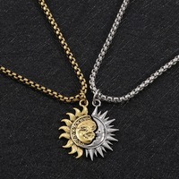 Collier assorti soleil et lune asymétrique CYNYA pour couple, collier vintage pour couple, pendentif demi-lune soleil pour la Saint-Valentin