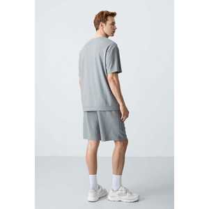 Ensemble de shorts pour homme en coton gris mélangé, coupe ample, décontracté, respirant, taille adulte L - Product Image 1