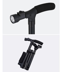 <span class=keywords><strong>Canne</strong></span> de marche pliante légère de voyage avec lampe de poche LED avec pointe de <span class=keywords><strong>canne</strong></span> flexible antidérapante et poignée supplémentaire - Product Image 4