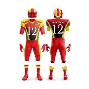 زي كرة القدم الأمريكية المخصص للمنافسات، قميص تدريب بأكمام قصيرة، بدلة رياضية موحدة للفريق مع طباعة رقمية لشعار الكرة - Product Image 1