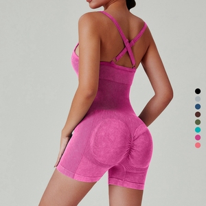 <span class=keywords><strong>Tuta</strong></span> da <span class=keywords><strong>donna</strong></span> per il Fitness in un unico pezzo da Yoga con natiche color pesca <span class=keywords><strong>aderente</strong></span> <span class=keywords><strong>tuta</strong></span> sportiva con bretelle lavate - Product Image 5