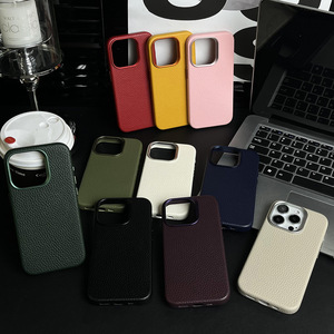 Custodia per telefono con motivo litchi di lusso per <span class=keywords><strong>IPhone</strong></span> 16 pro max-12 con funzione di ricarica Wireless Cover completa custodia per telefono in pelle antiurto - Product Image 6