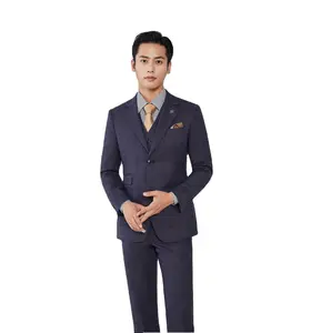 2024 Latest Stock Sample Men Suits Purple Plaid Gentlemen Wear High End Suits