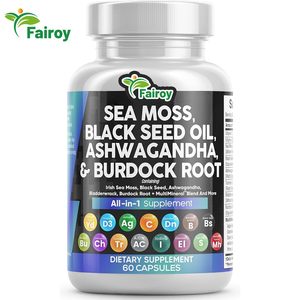 Cápsulas de Musgo Marino y <span class=keywords><strong>Ashwagandha</strong></span> de Marca Privada, Fórmula Herbal Natural para el Equilibrio Sistemático, OEM ODM, Listo para Enviar - Product Image 1
