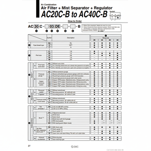 การรวมกันของลม AC30C-03E1-TV-B ชิ้นส่วนนิวเมติก SMC - Product Image 1