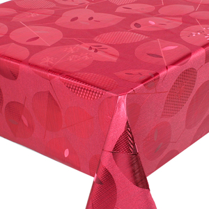 Red Metallic Shiny Style Fabric Backing PVC <strong>Tablecloth</strong> - Product Image 1