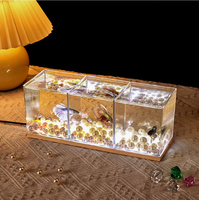 Mini aquarium carré en plastique pour bureau, salon, jardin, idéal pour betta et poissons rouges