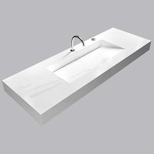 <span class=keywords><strong>Lavabo</strong></span> de piedra artificial rectangular moderno Tarpul, <span class=keywords><strong>lavabo</strong></span> de superficie sólida con parte superior de tocador, fregadero de armario de mármol de cerámica para colgar en la pared - Product Image 4