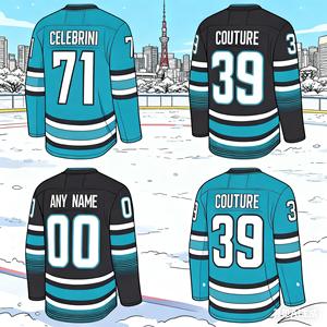 Jersey de Hockey Bordado de San José para Hombre y Jóvenes, Color Verde Azulado # 71 Macklin Celebrini # Uniforme de Hockey de Jersey Couture 39 - Product Image 1