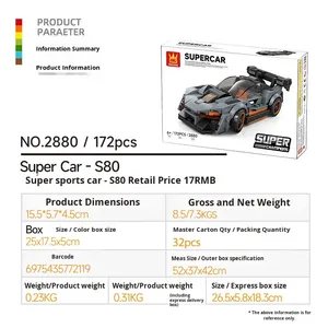 Racing Bricks Classic Super Sports Car Building <b>Blocks</b> Kit for Adults & Kids Boys & Girls <b>Plastic</b> - Product Image 3