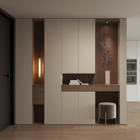 Meuble à chaussures de luxe en bois pour entrée et couloir, design modulaire peu encombrant, grande capacité de rangement, console minimaliste moderne pour hôtel