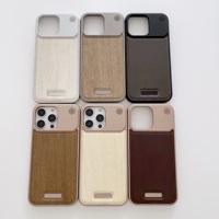 Coque de téléphone en cuir PU bois sans cadre nouveau Design magnétique antichoc Compatible avec pour iPhone 16 15 PRO max pour iPhone Plus