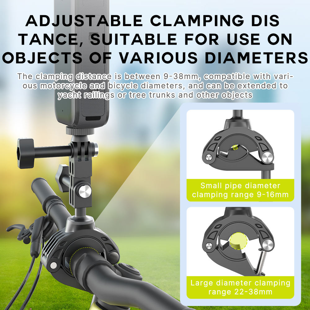 HONGDAK Motorcycle Handlebar Camera Clamp Hold CNC Aluminum Alloy 0.66lb Load Capacity Bike Camera Mount for Stabilizer Handles