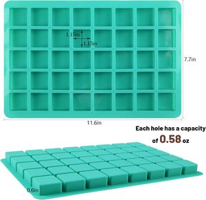 Khuôn làm bánh silicon cấp thực phẩm, an toàn khi nướng và đông lạnh, 3x3x1.5 cm, 40 ngăn hình vuông, màu xanh lá, làm kẹo fondant, khuôn sô cô la 3cm - Product Image 4