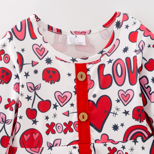 Pronto per la Spedizione, Disponibile in Magazzino, <span class=keywords><strong>Vestito</strong></span> da Festa per Bambine, Primavera, San Valentino, Stampa, Lunghezza al Ginocchio, Linea ad A, Rosso, <span class=keywords><strong>Manica</strong></span> <span class=keywords><strong>Lunga</strong></span> - Product Image 4