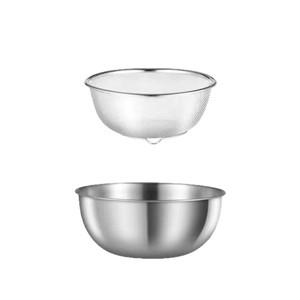 Colador de Acero Inoxidable de Doble Capa Xinrong, Cesta para Lavar Arroz con Orificios Finos, Cesta de Drenaje para Cocina con Orificios de Drenaje - Product Image 3