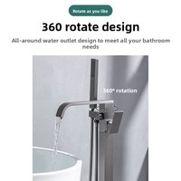 Robinet de sol vertical en cuivre et céramique, encastré, chaud et froid, pour baignoire, style chinois moderne, électroplaqué, directement de l'usine