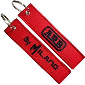 New Product Ideas 2024 Embroidered Fashion Logo Design Letters Chain <b>Custom</b> Fabric Embroidery Jet <b>Key</b> Tags Bank Keychain - Product Image 3