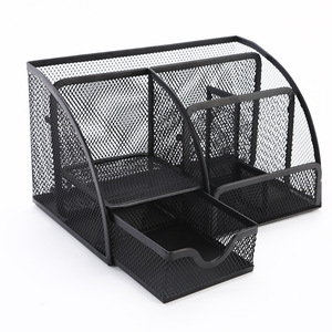 Organisateur de bureau et <span class=keywords><strong>scolaire</strong></span> de haute qualité, multifonctionnel, 7 compartiments, en métal noir, forme carrée - Product Image 2