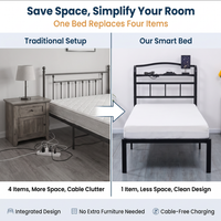 Cadre de lit réglable King Size en acier avec housse amovible, pliable, design simple, mobilier de chambre moderne pour salon et hôtel
