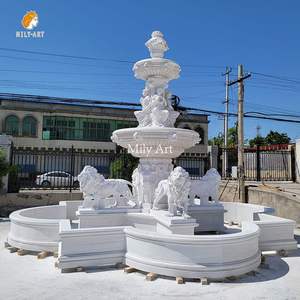 Mily đài phun nước bằng đá cẩm thạch lớn với sư tử và hình điêu khắc cho trang trí biệt thự sân vườn - Product Image 4