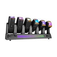 2026 NEU 6-Kopf Infinite Rotation Moving Head Beam Light mit LED-Streifen Strobe DMX512 Bühnenbeleuchtung für DJ Club Konzert Event