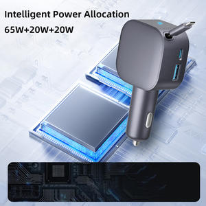 شاحن سيارة قابل للسحب ، شاحن سيارة USB C سريع الشحن مع 70 كبل قابل للجر ومنافذين - Product Image 3