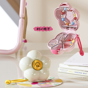 Mini Portable Flower Jewelry Box With Compartments For Earrings Necklaces Travel Storage Case Pink Rose Red Color - Product Image 2