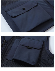 Gilet giornalista personalizzato uomo Multi-tasca cerniera senza maniche fotografo Utility di pesca per uomo e donna Unisex - Product Image 5