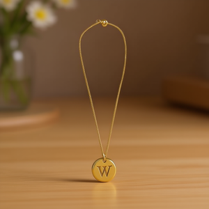 Collier avec pendentif lettre W en acier inoxydable, 1.9 cm, simple face, couleur or, bijoux tendance pour femmes - Product Image 2