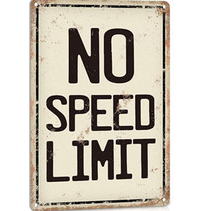 Panneau de signalisation sans limite de vitesse, décoration vintage pour la <span class=keywords><strong>cave</strong></span> de l'homme, le garage, la chambre des adolescents - Product Image 1