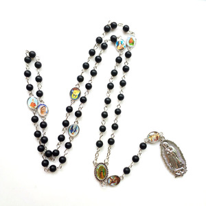 Collar de Oración de Ágata de Arenisca Negra con Rosa, Rosario de la Santísima Madre, Siete Dolores, Colgante de Fe para Hombres y Mujeres, Regalo al por Mayor - Product Image 5