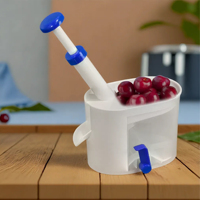 Draagbare Plastic Kersenpitter Van Voedingskwaliteit Met Transparante Verzamelaar En Zuignap Fruit-En Groentegereedschap