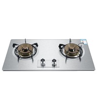 Réchaud double encastrable en acier inoxydable pour digesteur de biogaz domestique, modèle table intégrée