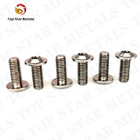 Sekrup Kepala Tombol Titanium TITST M4 M5 M6 M8 Tipis dengan Kerah, Sekrup Kepala Tombol dengan Flens dan Ring
