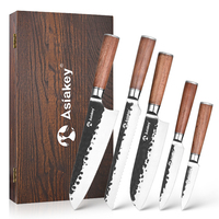 Lot de 4 couteaux de cuisine forgés à la main en acier au carbone 50Cr15mov – Couteau de chef, couteau à désosser, hachoir Viking