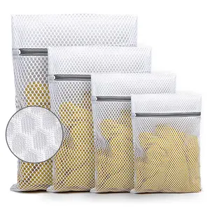 Laundry Mesh Bag Manufacture Reusable Laundry Bags For Socks 125 G Polyester Fabric Honeycomb Grid Extra Large Mesh Laundry Bag Laundry Sock Bag