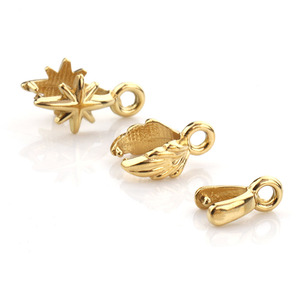 Cierre de joyería en forma de hoja chapado en oro de 18k para la fabricación de pulseras de acero inoxidable H1481 - Product Image 5