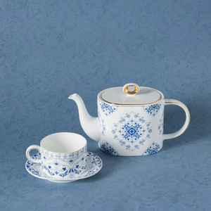 Juego de Té de Porcelana China con Diseño Floral Azul <span class=keywords><strong>y</strong></span> Blanco de Lujo P&T, <span class=keywords><strong>Tetera</strong></span> <span class=keywords><strong>y</strong></span> Taza de Café de Cerámica con Logotipo para Hotel, Restaurante, Boda - Product Image 6