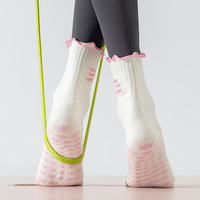 Chaussettes de yoga et de Pilates tricotées personnalisées POPSOX avec logo, antidérapantes, avec grip sur le bord, pour la danse en salle et les sports