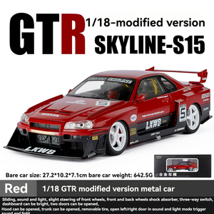 Coche de Juguete de Metal de Colección, Modelo a Escala 1:18 del <span class=keywords><strong>Nissan</strong></span> <span class=keywords><strong>GTR</strong></span> R34 Skyline, con Sonido y Luz, 4 Puertas Abatibles - Product Image 4