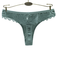 Lot de Culottes String en Coton Grande Taille pour Femme, Côtelées avec Bordure en Dentelle, Respirantes, Douces, Lingerie Multipack