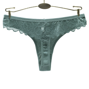 Tangas de Algodón Tallas Grandes para Mujer, <span class=keywords><strong>Tanga</strong></span> Acanalado con Encaje, Ropa Interior Transpirable, Bragas Suaves, Lencería Multipack - Product Image 4